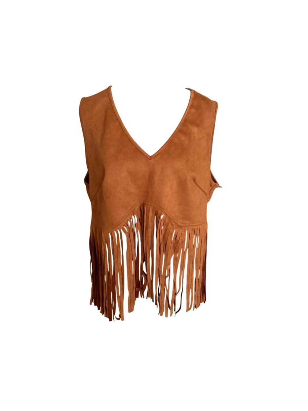 Shein Curve Faux Suede Fringe Vest 2XL NWOT